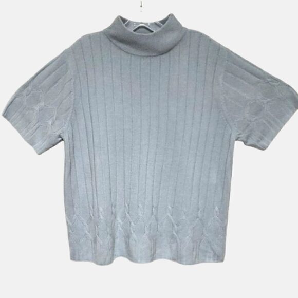 🌹LIGHT BLUE STUDIO WORKS SHORT SLEEVE VINTAGE SWEATER sz1X - Picture 1 of 5